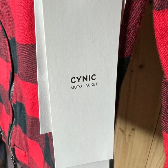 HUDSON Cynic Moto Jacket Plaid Womens Small NWT Red Black Fall Grunge Rock Punk - Picture 4 of 14
